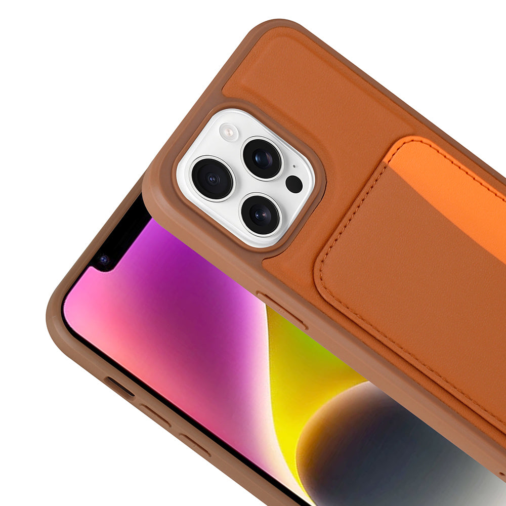 Apple iPhone 16 Pro Kılıf Kartlıklı Zore X-Kart Silikon Kapak Turuncu