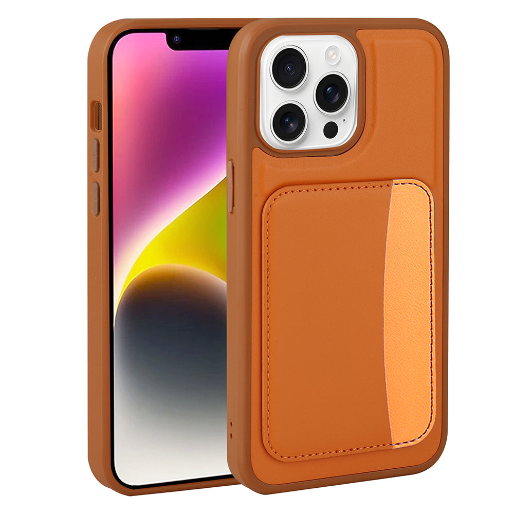 Apple iPhone 16 Pro Kılıf Kartlıklı Zore X-Kart Silikon Kapak Turuncu