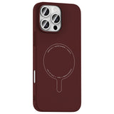 Apple iPhone 16 Pro Kılıf M-Safe Şarj Özellikli Kamera Korumalı Zore Elio Sert PC Kapak Bordo