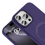 Apple iPhone 16 Pro Kılıf M-Safe Şarj Özellikli Kamera Korumalı Zore Elio Sert PC Kapak Derin Mor