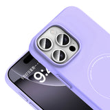 Apple iPhone 16 Pro Kılıf M-Safe Şarj Özellikli Kamera Korumalı Zore Elio Sert PC Kapak Lila