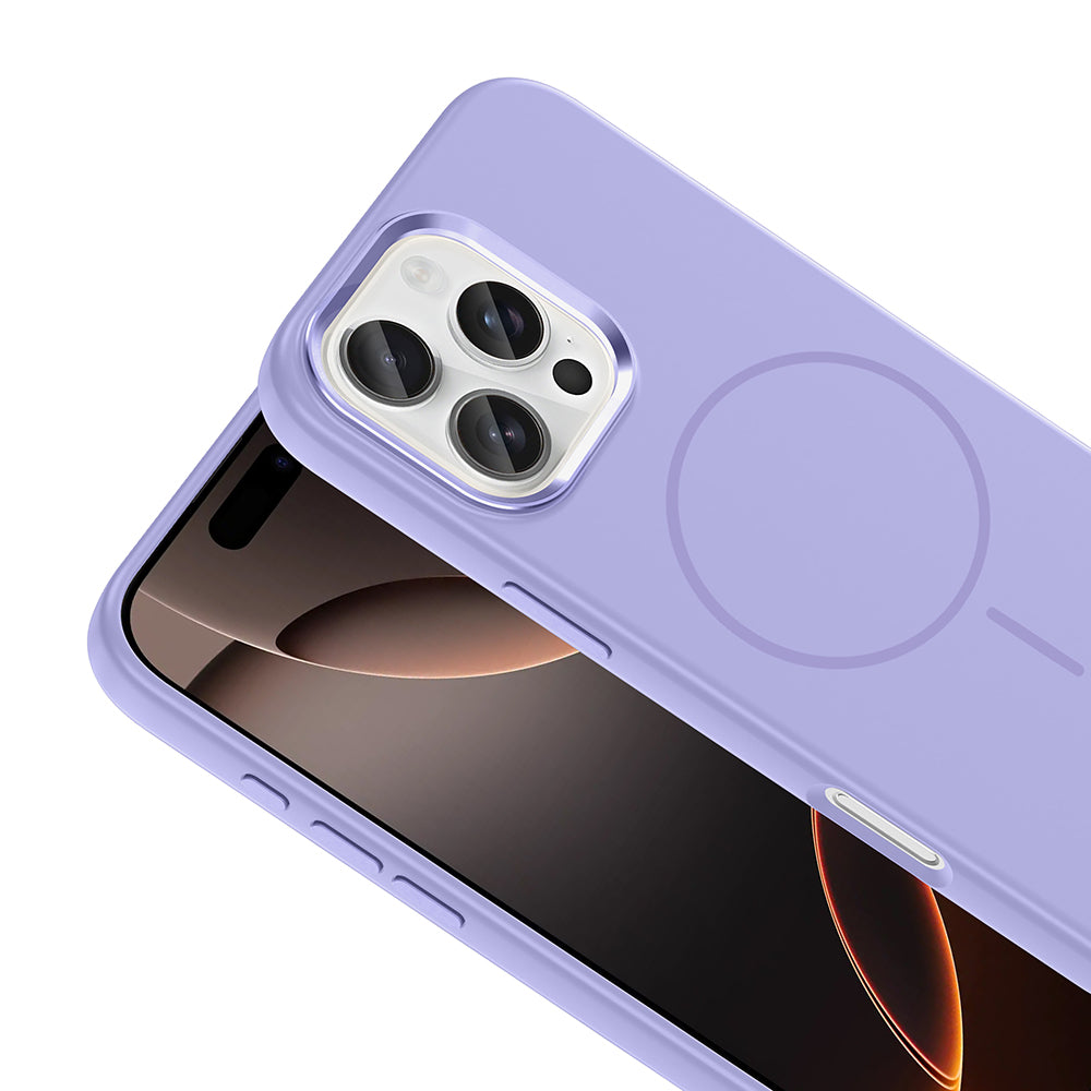 Apple iPhone 16 Pro Kılıf M-Safe Şarj Özellikli Metal Kamera Çerçeveli Zore Edi Silikon Kapak Siyah