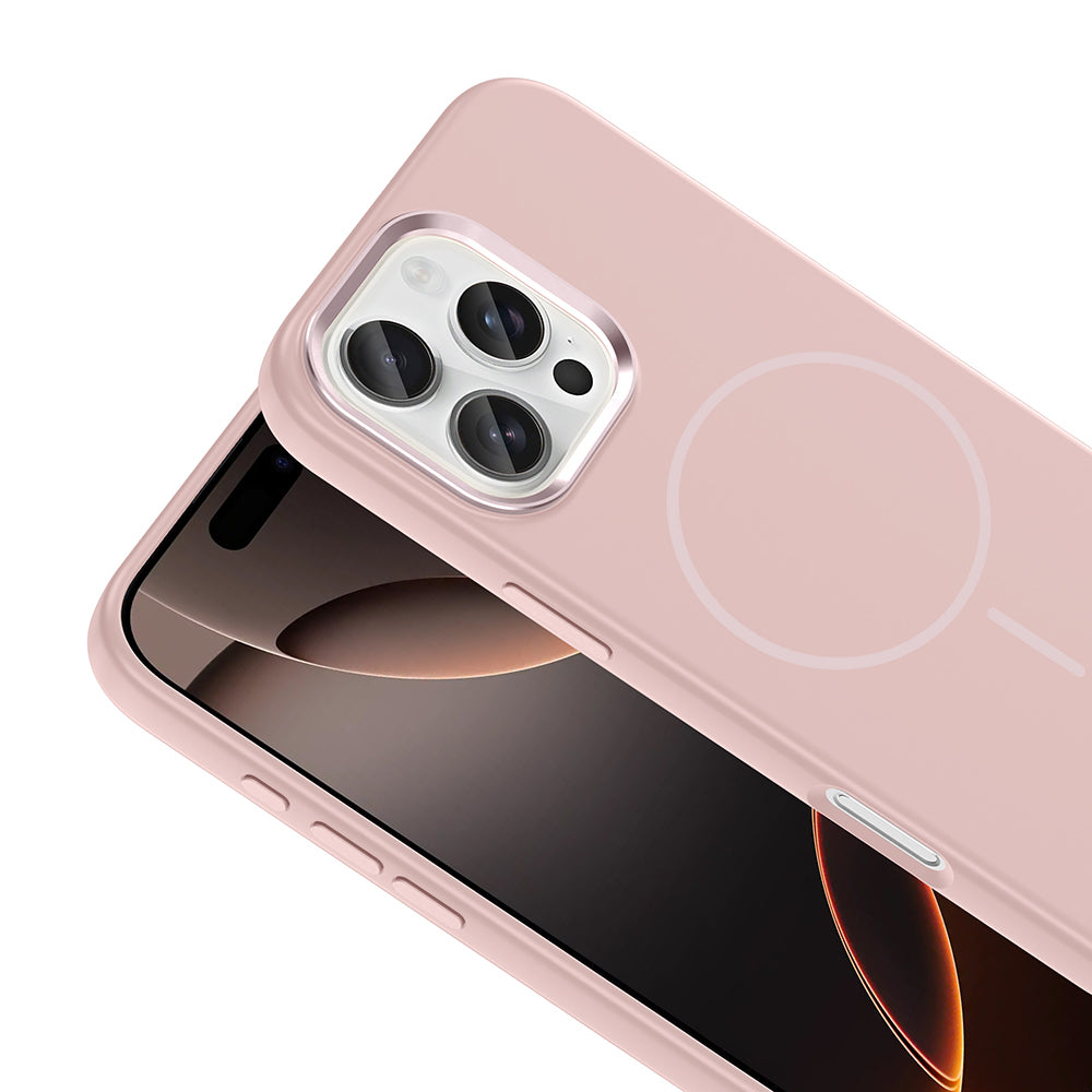 Apple iPhone 16 Pro Kılıf M-Safe Şarj Özellikli Metal Kamera Çerçeveli Zore Edi Silikon Kapak Siyah