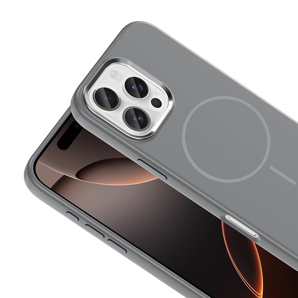 Apple iPhone 16 Pro Kılıf M-Safe Şarj Özellikli Metal Kamera Çerçeveli Zore Edi Silikon Kapak Siyah