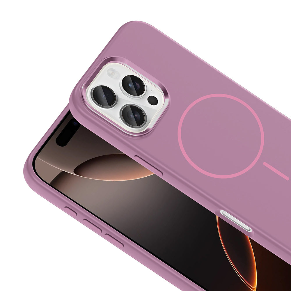 Apple iPhone 16 Pro Kılıf M-Safe Şarj Özellikli Metal Kamera Çerçeveli Zore Edi Silikon Kapak Siyah
