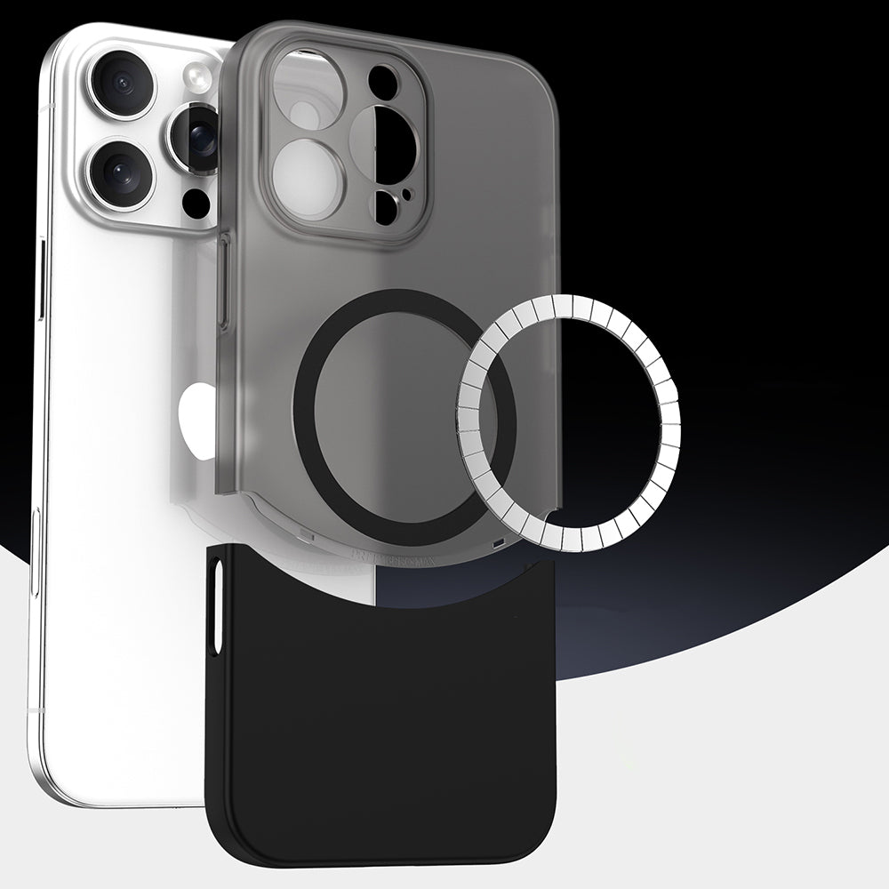 Apple iPhone 16 Pro Kılıf M-Safe Şarj Özellikli Mıknatıslı Zore Duble Kapak Siyah