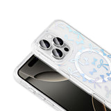 Apple iPhone 16 Pro Kılıf M-Safe Şarj Özellikli Şeffaf Zore Folk Sert Kapak Kalp
