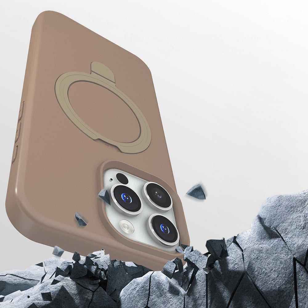 Apple iPhone 16 Pro Kılıf M-safe Şarj Özellikli Standlı Zore Samara Kapak Pembe