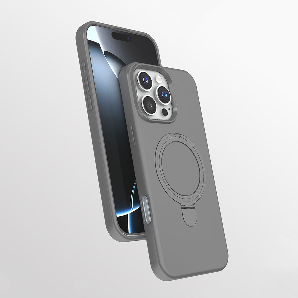 Apple iPhone 16 Pro Kılıf M-safe Şarj Özellikli Standlı Zore Samara Kapak Pembe