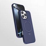 Apple iPhone 16 Pro Kılıf M-safe Şarj Özellikli Standlı Zore Samara Kapak Lacivert