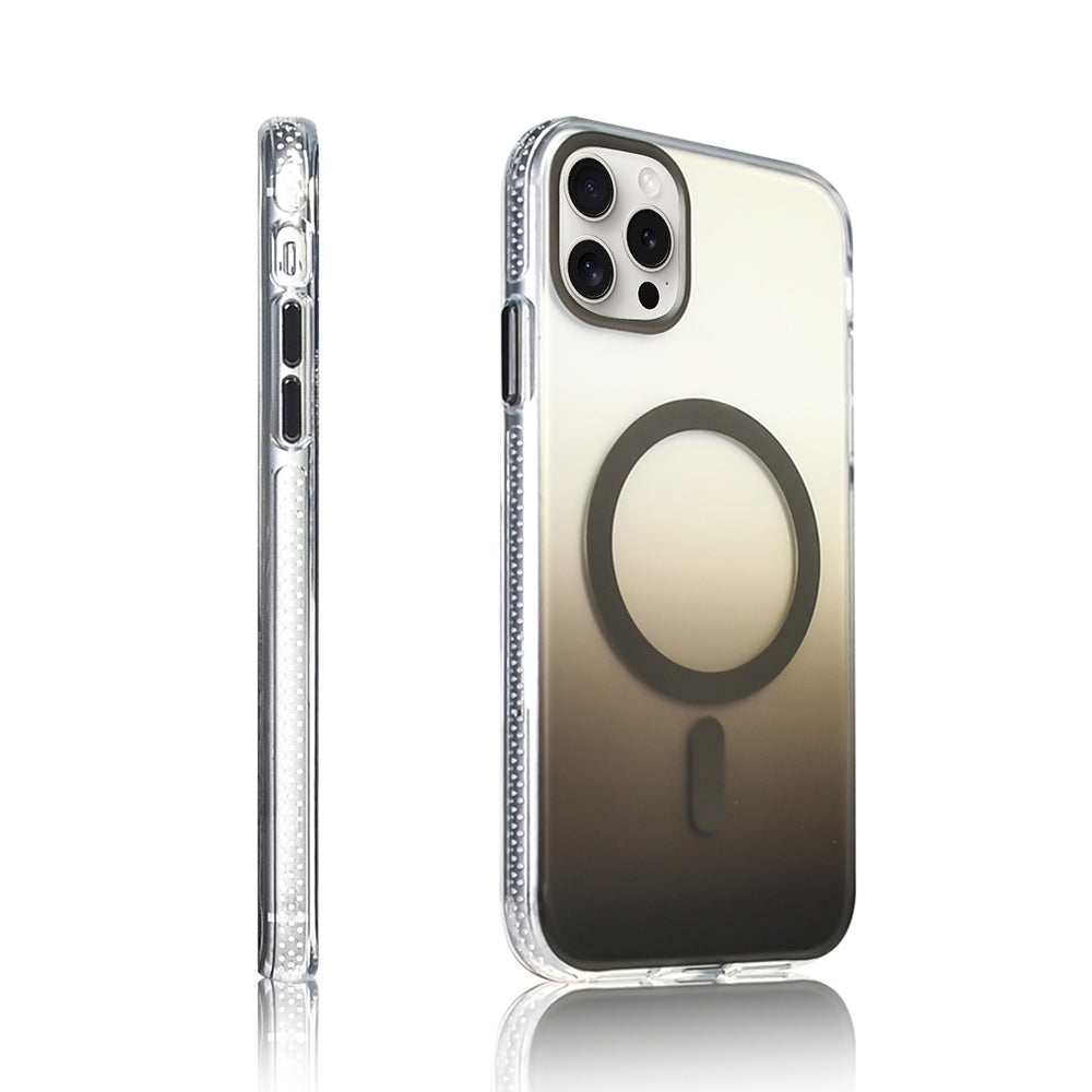Apple iPhone 16 Pro Kılıf M-safe Şarj Özellikli Transparan Renk Geçişli Zore Toros Kapak Gri
