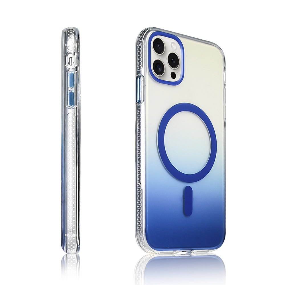 Apple iPhone 16 Pro Kılıf M-safe Şarj Özellikli Transparan Renk Geçişli Zore Toros Kapak Siyah