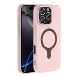 Apple iPhone 16 Pro Kılıf M-Safe Şarj Özellikli Zore Aris Silikon Kapak Açık Pembe