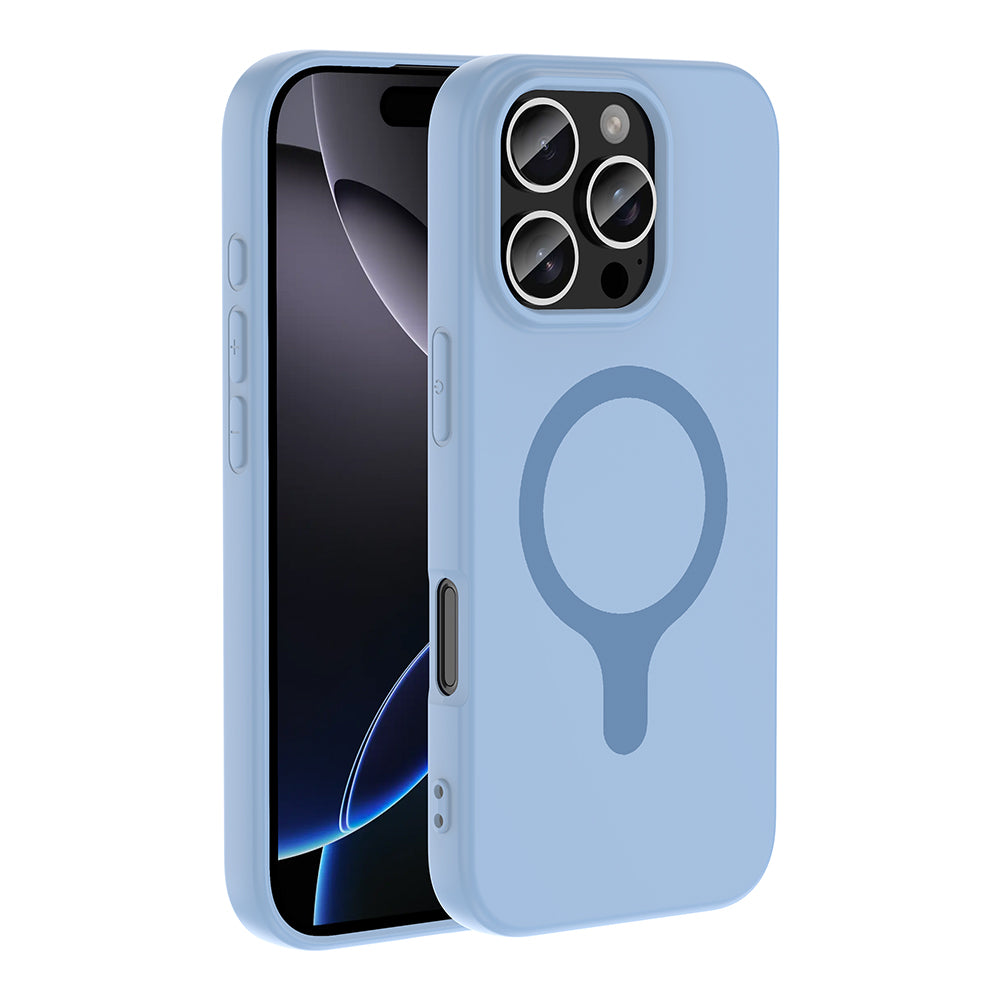 Apple iPhone 16 Pro Kılıf M-Safe Şarj Özellikli Zore Aris Silikon Kapak Baby Blue