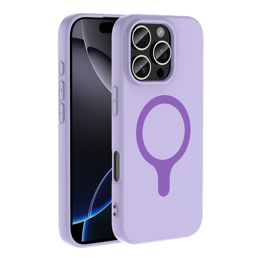 Apple iPhone 16 Pro Kılıf M-Safe Şarj Özellikli Zore Aris Silikon Kapak Lila