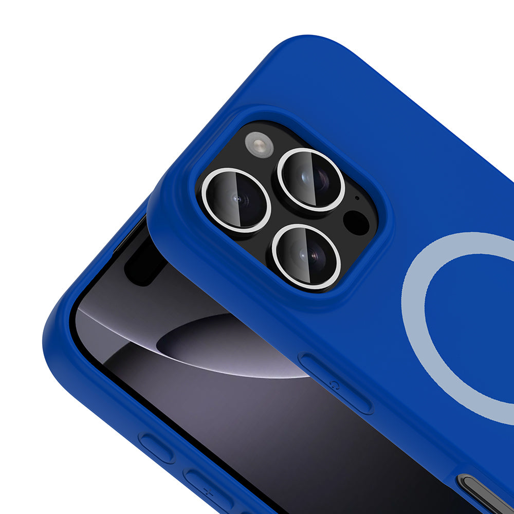 Apple iPhone 16 Pro Kılıf M-Safe Şarj Özellikli Zore Aris Silikon Kapak Saks Mavi