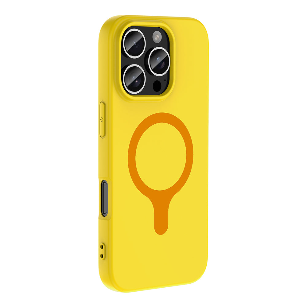 Apple iPhone 16 Pro Kılıf M-Safe Şarj Özellikli Zore Aris Silikon Kapak Sarı