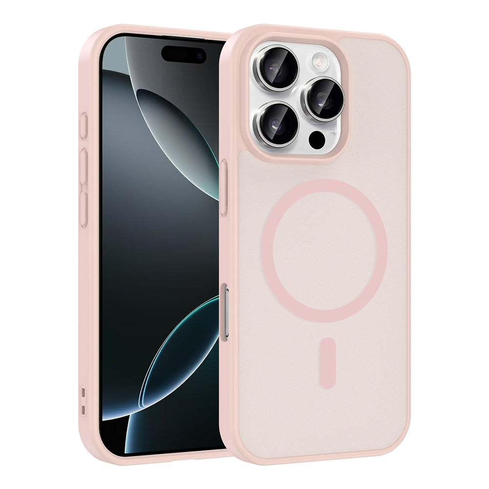 Apple iPhone 16 Pro Kılıf M-safe Şarj Özellikli Babet Kapak Pembe