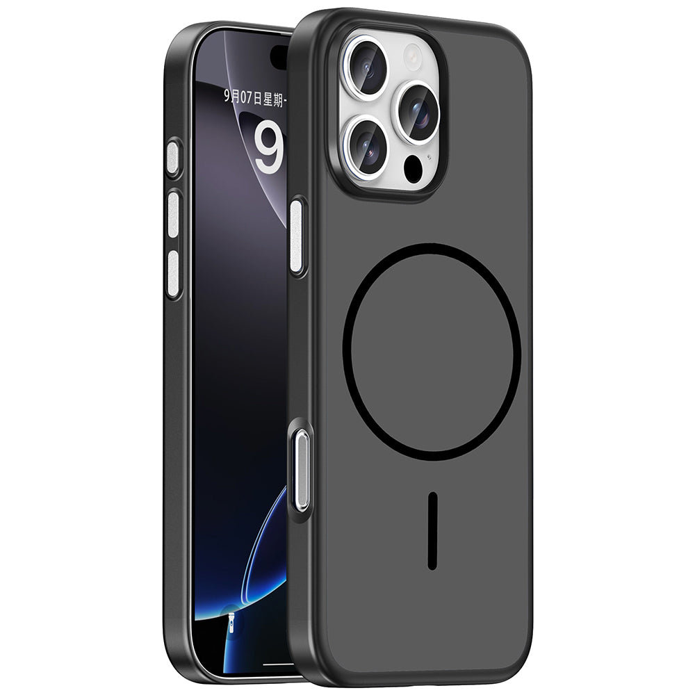 Apple iPhone 16 Pro Kılıf M-Safe Şarj Özellikli Zore Lora PC Kapak Siyah