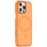 Apple iPhone 16 Pro Kılıf M-Safe Şarj Özellikli Zore Lora PC Kapak Turuncu