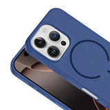 Apple iPhone 16 Pro Kılıf M-safe Şarj Özellikli Zore Meta Kapak Lacivert
