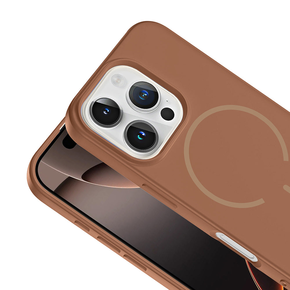 Apple iPhone 16 Pro Kılıf M-safe Şarj Özellikli Zore Meta Kapak Titanyum-Gri