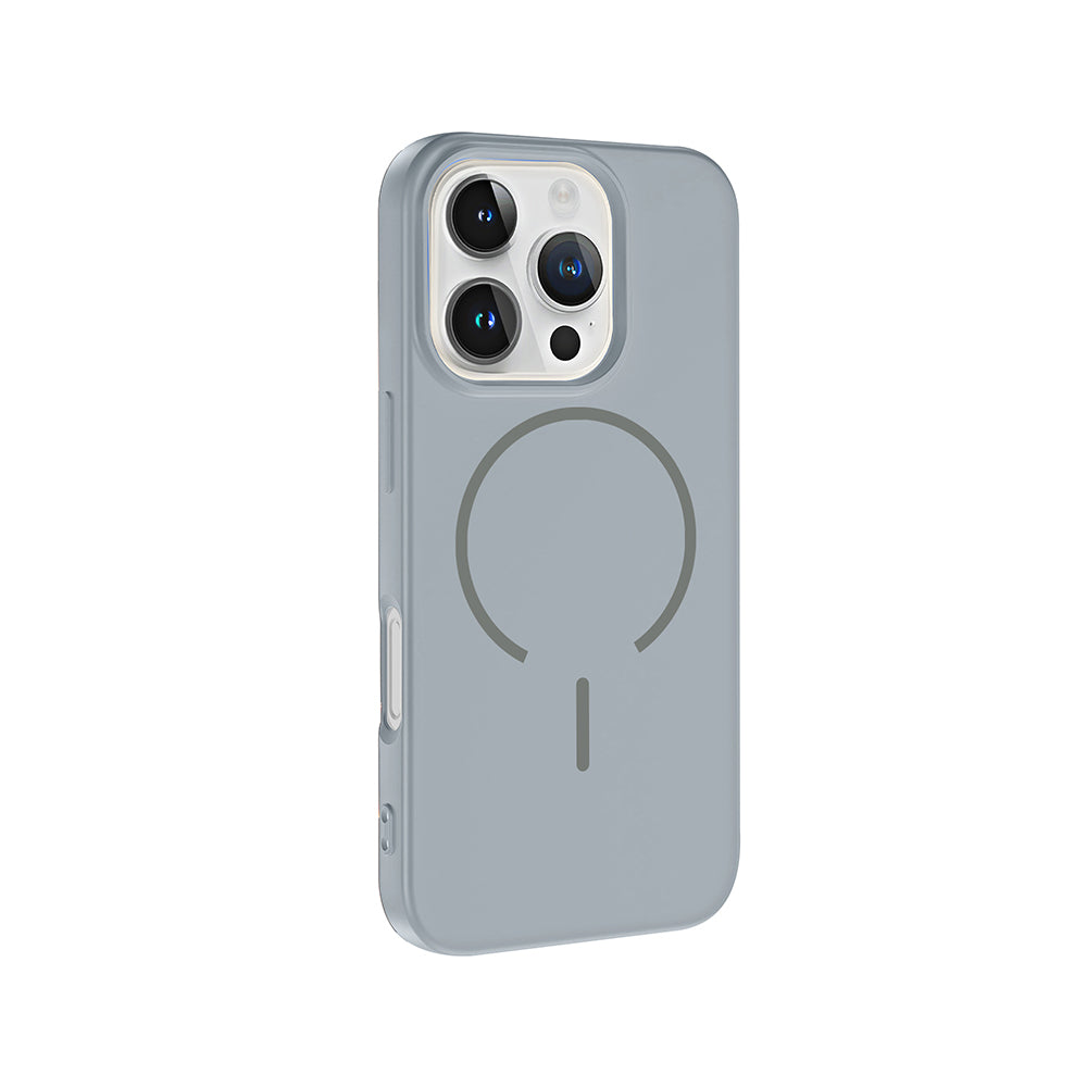 Apple iPhone 16 Pro Kılıf M-safe Şarj Özellikli Zore Meta Kapak Mürdüm