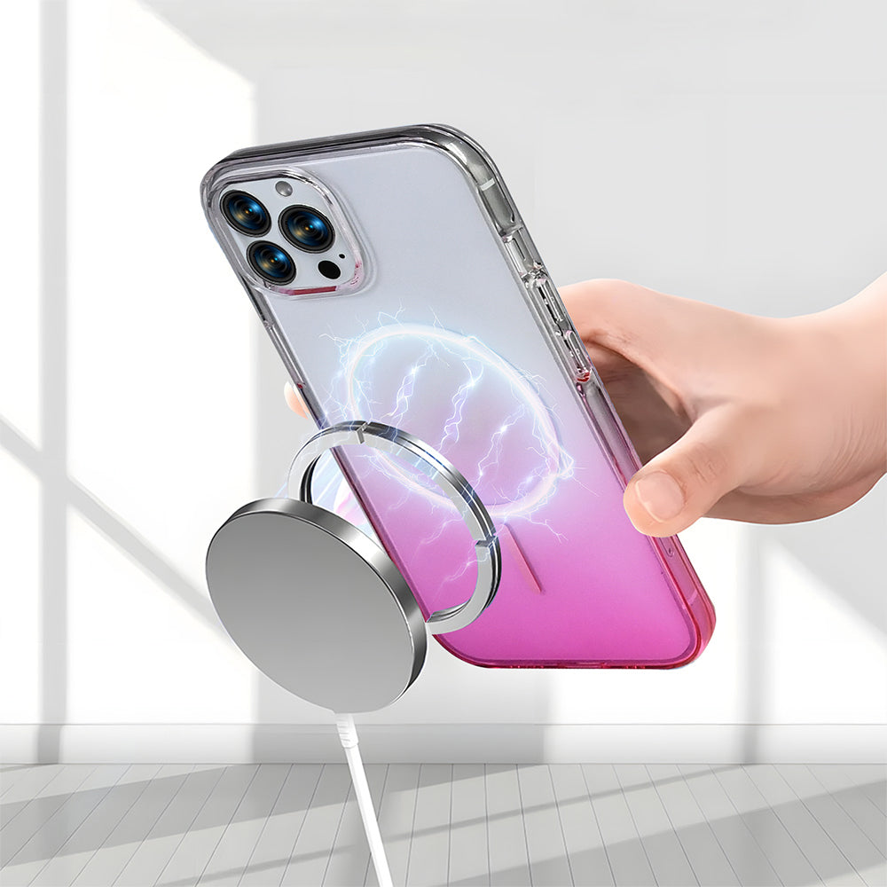 Apple iPhone 16 Pro Kılıf M-Safe Şarj Özellikli Zore Septik Silikon Kapak Pembe