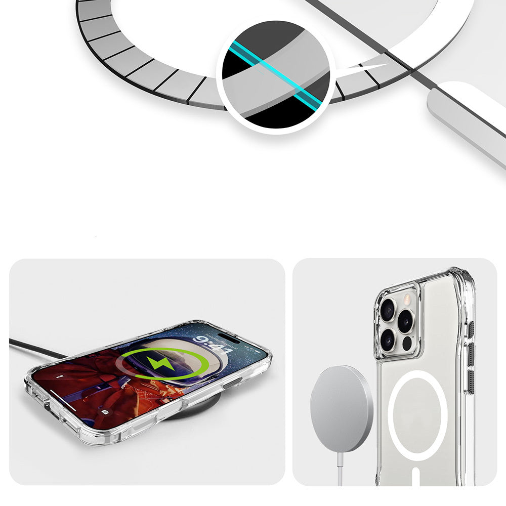 Apple iPhone 16 Pro Kılıf M-safe Şarj Özellikli Airbagli Şeffaf Zore İncek Kapak Şeffaf
