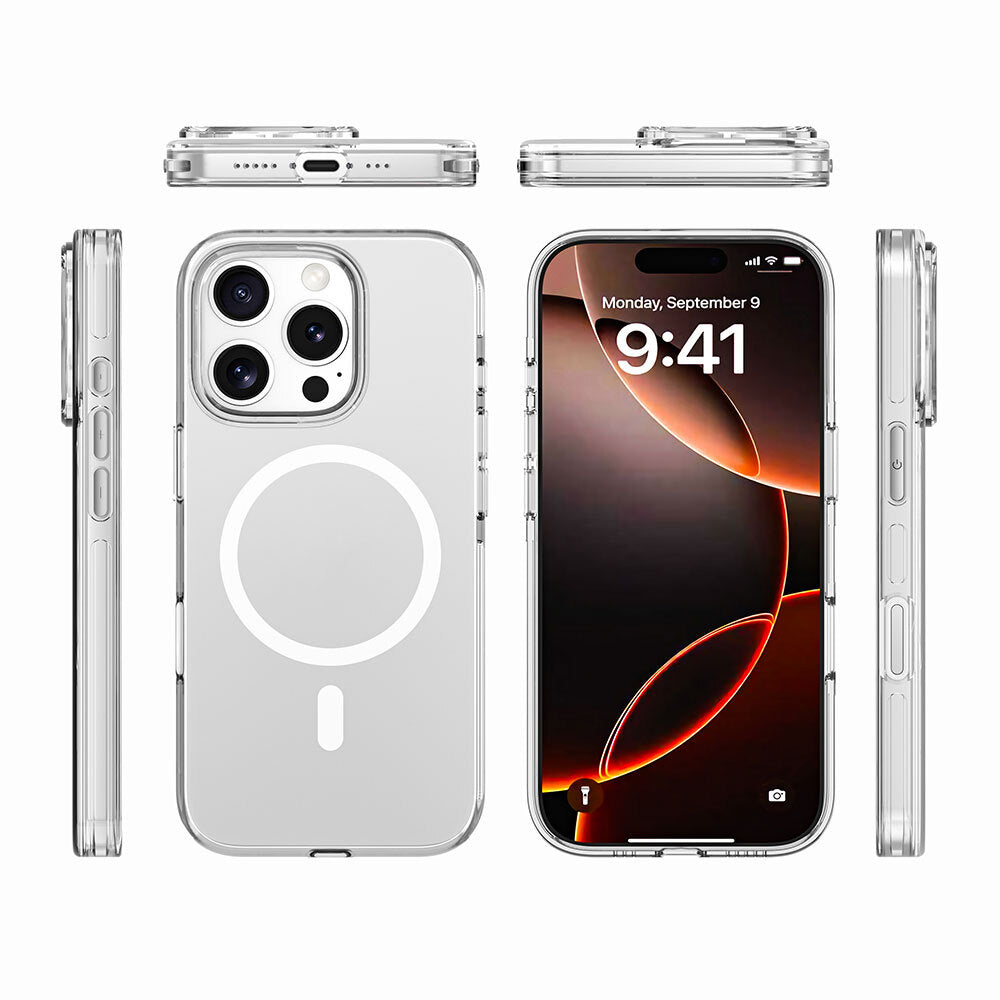 Apple iPhone 16 Pro Kılıf M-safe Şarj Özellikli Kamera Korumalı Zore Kripto Kapak Şeffaf