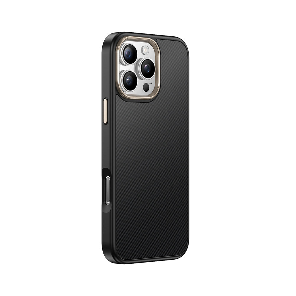 Apple iPhone 16 Pro Kılıf M-safe Şarj Özellikli Karbon Fiber Görünümlü Zore Antina Kapak Siyah-Gri