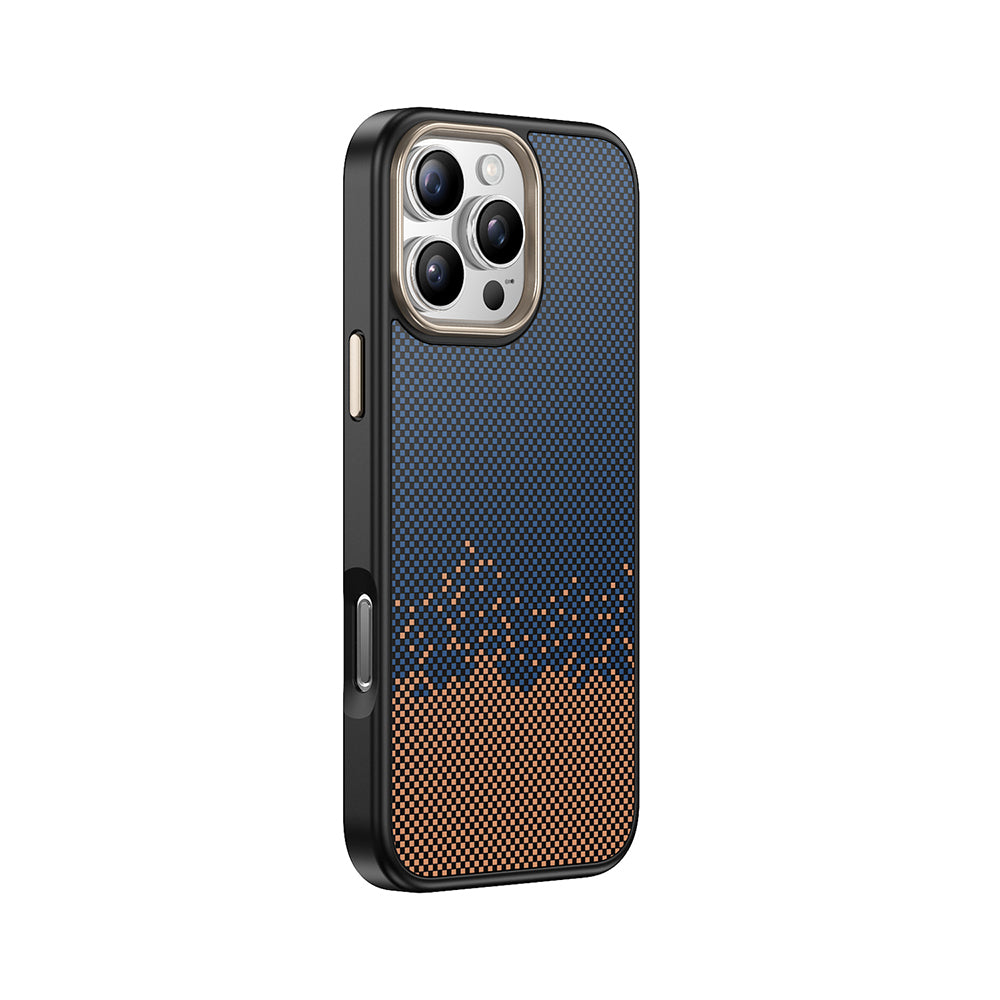 Apple iPhone 16 Pro Kılıf M-safe Şarj Özellikli Karbon Fiber Görünümlü Zore Antina Kapak Siyah-Gri