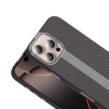 Apple iPhone 16 Pro Kılıf M-safe Şarj Özellikli Karbon Fiber Görünümlü Zore Gros Kapak Siyah