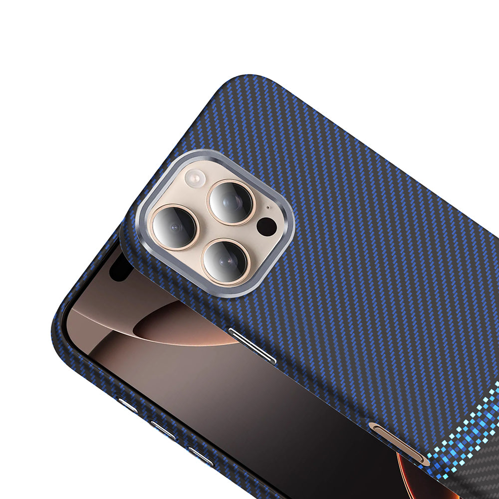 Apple iPhone 16 Pro Kılıf M-safe Şarj Özellikli Karbon Fiber Görünümlü Zore Gros Kapak Gri-Siyah