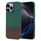 Apple iPhone 16 Pro Kılıf M-safe Şarj Özellikli Karbon Fiber Görünümlü Zore Nekst Kapak Yeşil