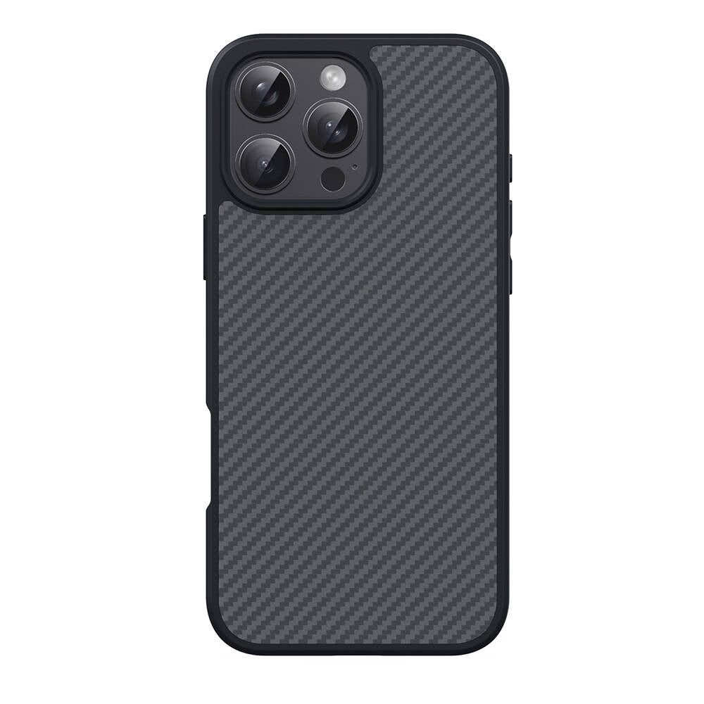 Apple iPhone 16 Pro Kılıf M-safe Şarj Özellikli Karbon Fiber Tasarımlı Zore Elnino Kapak Siyah