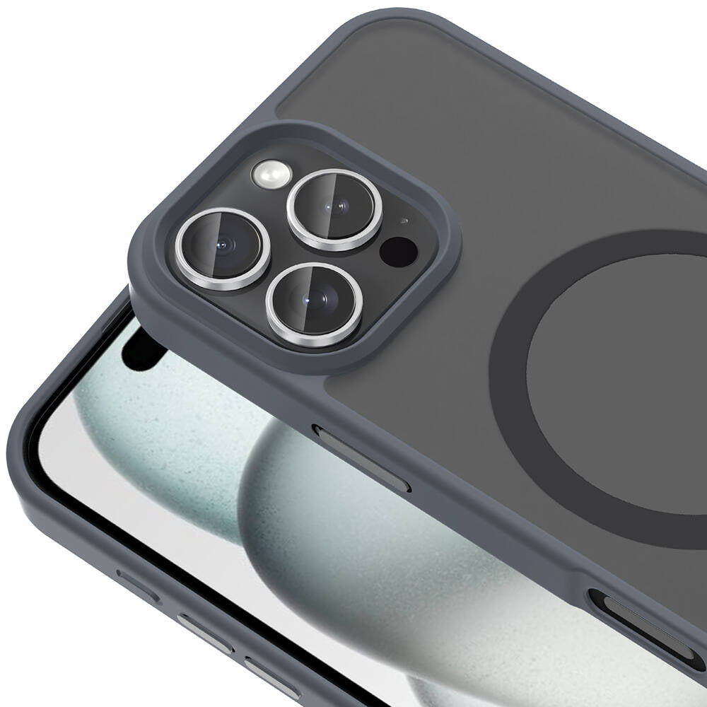 Apple iPhone 16 Pro Kılıf M-safe Şarj Özellikli Mat Arka Yüzey Zore Sio Kapak Gri