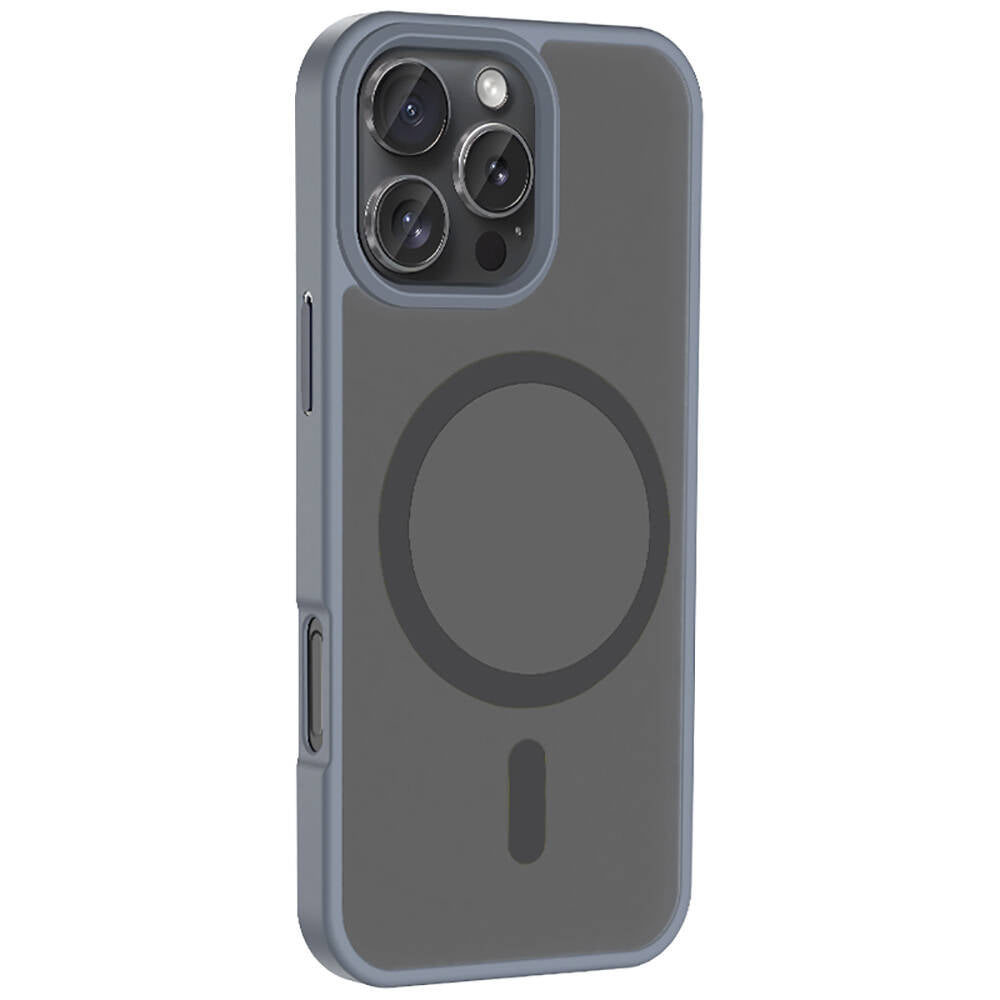 Apple iPhone 16 Pro Kılıf M-safe Şarj Özellikli Mat Arka Yüzey Zore Sio Kapak Derin Mor