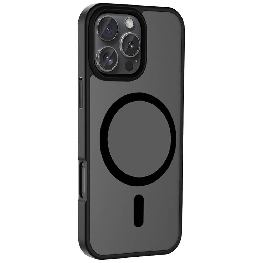 Apple iPhone 16 Pro Kılıf M-safe Şarj Özellikli Mat Arka Yüzey Zore Sio Kapak Derin Mor