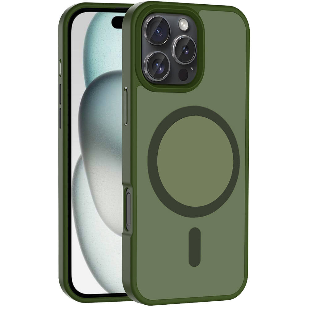 Apple iPhone 16 Pro Kılıf M-safe Şarj Özellikli Mat Arka Yüzey Zore Sio Kapak Lacivert