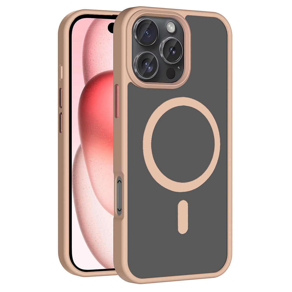 Apple iPhone 16 Pro Kılıf M-safe Şarj Özellikli Mat Arka Yüzey Zore Sio Kapak Rose Gold