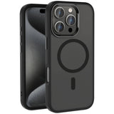 Apple iPhone 16 Pro Kılıf M-safe Şarj Özellikli Parlak Kamera Çerçeveli Zore Kost Kapak Siyah