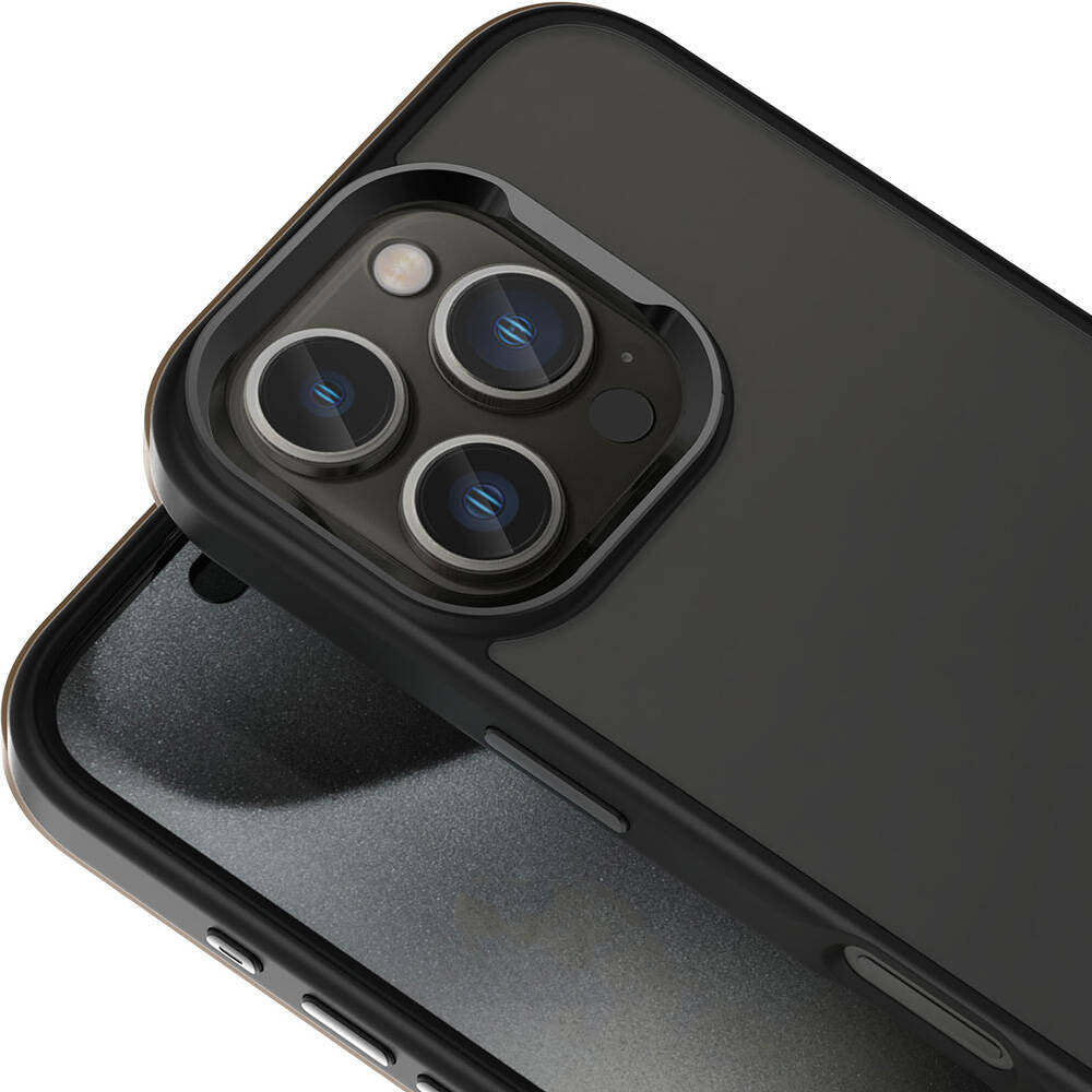 Apple iPhone 16 Pro Kılıf M-safe Şarj Özellikli Parlak Kamera Çerçeveli Zore Kost Kapak Siyah