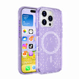 Apple iPhone 16 Pro Kılıf M-safe Şarj Özellikli Parlayan Simli Saydam Renkli Zore Allstar Kapak Mor