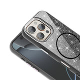 Apple iPhone 16 Pro Kılıf M-safe Şarj Özellikli Parlayan Simli Zore Okso Kapak Siyah