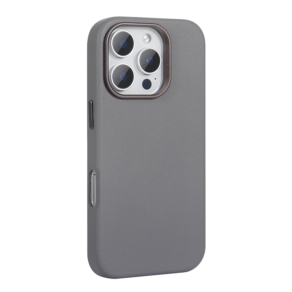 Apple iPhone 16 Pro Kılıf M-safe Şarj Özellikli PU Deri Zore Adora Kapak Desert Titanyum