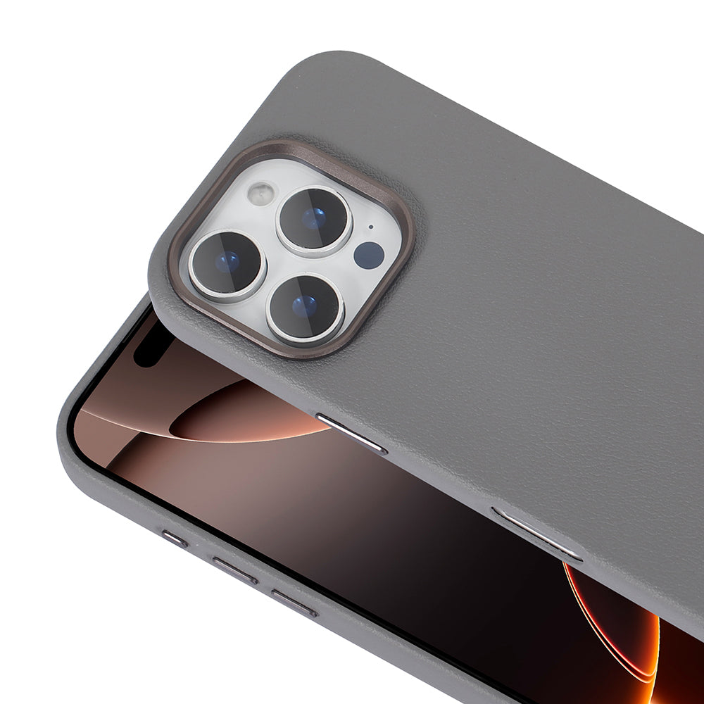 Apple iPhone 16 Pro Kılıf M-safe Şarj Özellikli PU Deri Zore Adora Kapak Gri