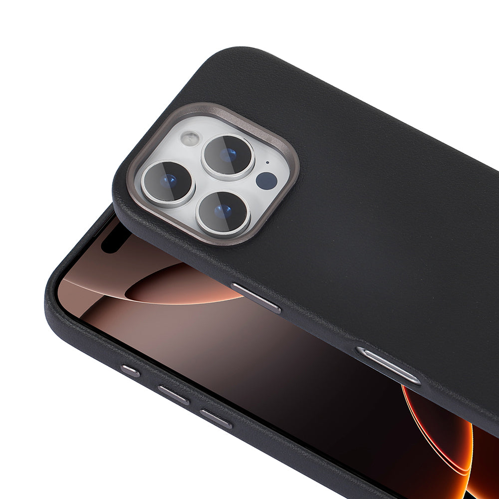 Apple iPhone 16 Pro Kılıf M-safe Şarj Özellikli PU Deri Zore Adora Kapak Gri