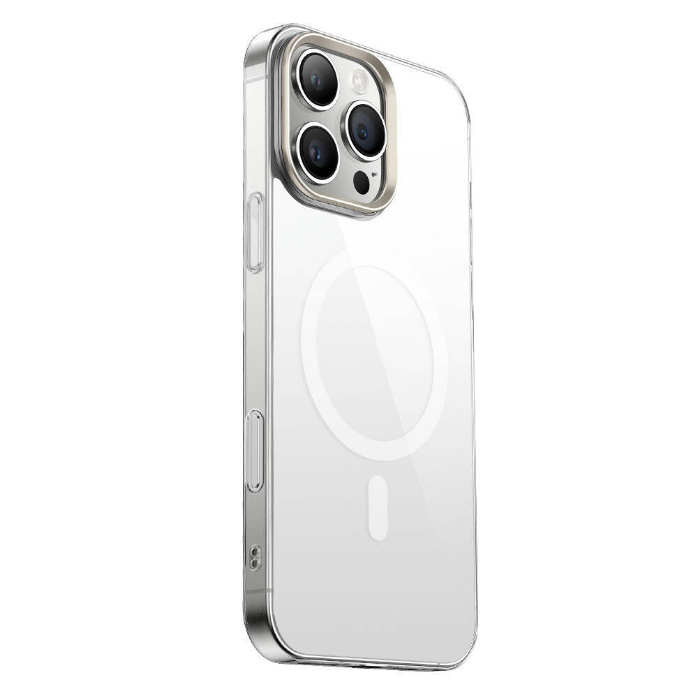Apple iPhone 16 Pro Kılıf M-safe Şarj Özellikli Şeffaf Cam Arka Yüzey Zore G-Glass Kapak Şeffaf