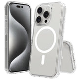 Apple iPhone 16 Pro Kılıf M-safe Şarj Özellikli Şeffaf Sert PC Zore Embos Kapak Şeffaf